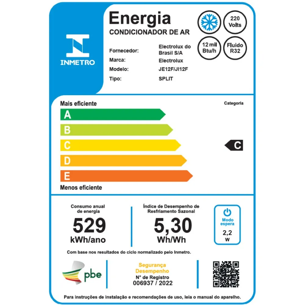Ar-Condicionado Split Electrolux Inverter 12.000 BTUs Color Adapt Frio (JI12F/JE12F)