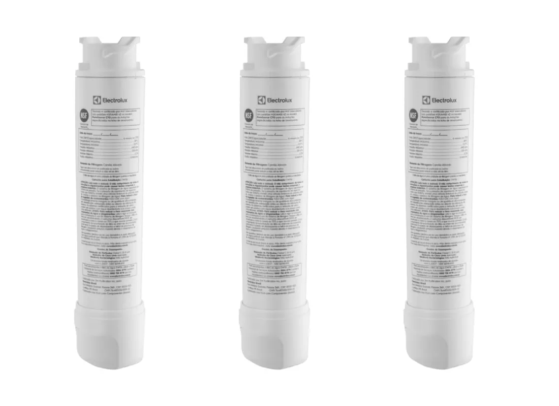 Kit Filtro de Água para Geladeira Electrolux DM85X, DM86X, DM86V, DM90X, DM91X, DQ90X, IQ8IS e IQ8IB (3 unidades)