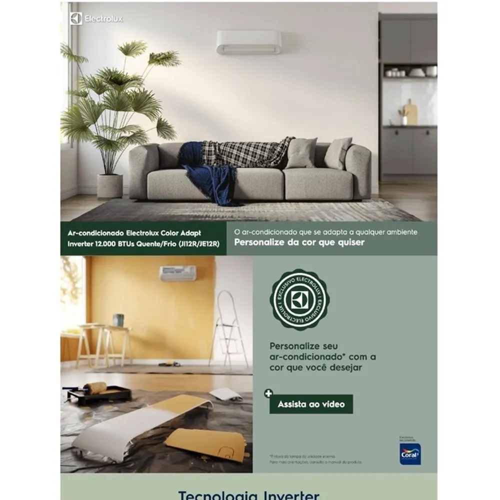 Ar-Condicionado Split Electrolux Inverter 12.000 BTUs Color Adapt Quente/Frio (JI12R/JE12R)