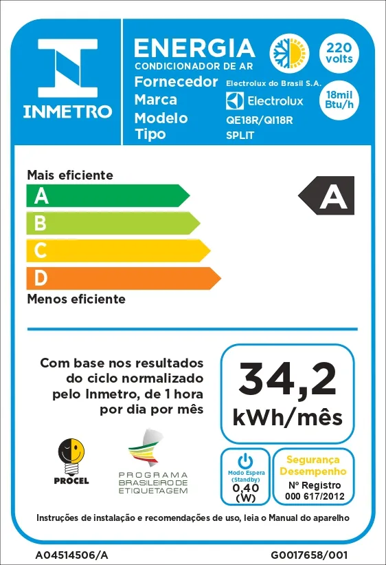 Ar-Condicionado Split Electrolux Inverter 18.000 BTUs Quente/Frio (QI18R/QE18R)
