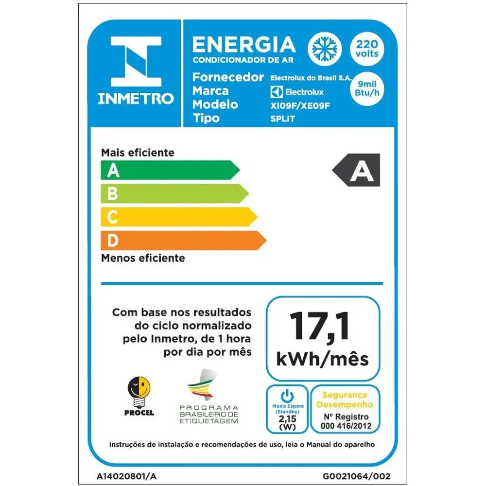 Ar-Condicionado Split Electrolux Inverter 9.000 BTUs Frio com Wi-fi (XI09F/XE09F)