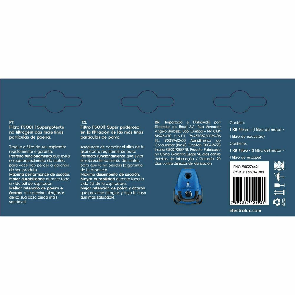 Kit de Filtros para Aspirador de Pó SON10 Electrolux (FSO01)