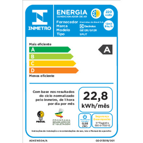 Ar-Condicionado Split Electrolux Inverter 12.000 Btus Quente/Frio (QI12R/QE12R)