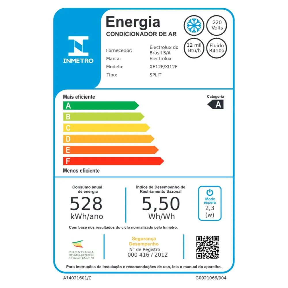 Ar-Condicionado Split Electrolux Inverter 12.000 BTUs Frio com Wi-fi (XI12F/XE12F)