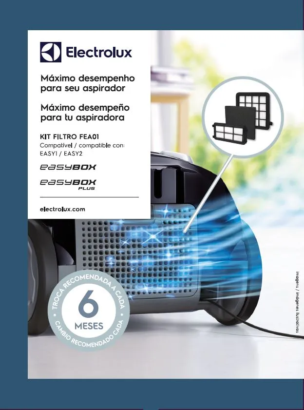 Kit de Filtros ORIGINAIS para Aspiradores de Pó EASY1 EASY2 (FEA01) Electrolux