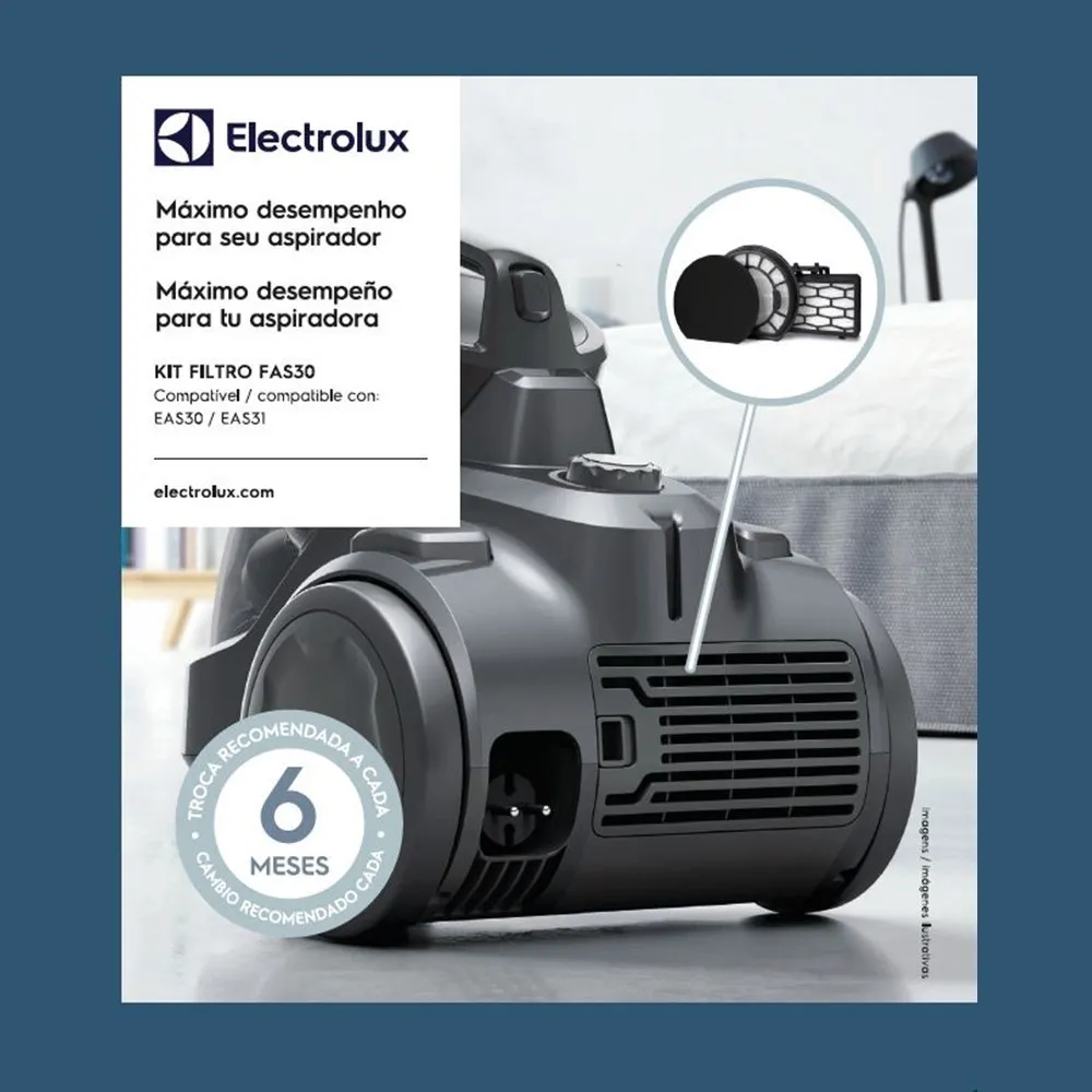 2 Kits com 3 Filtros ORIGINAIS para Aspirador de pó EAS30 e EAS31 (FAS30) Electrolux