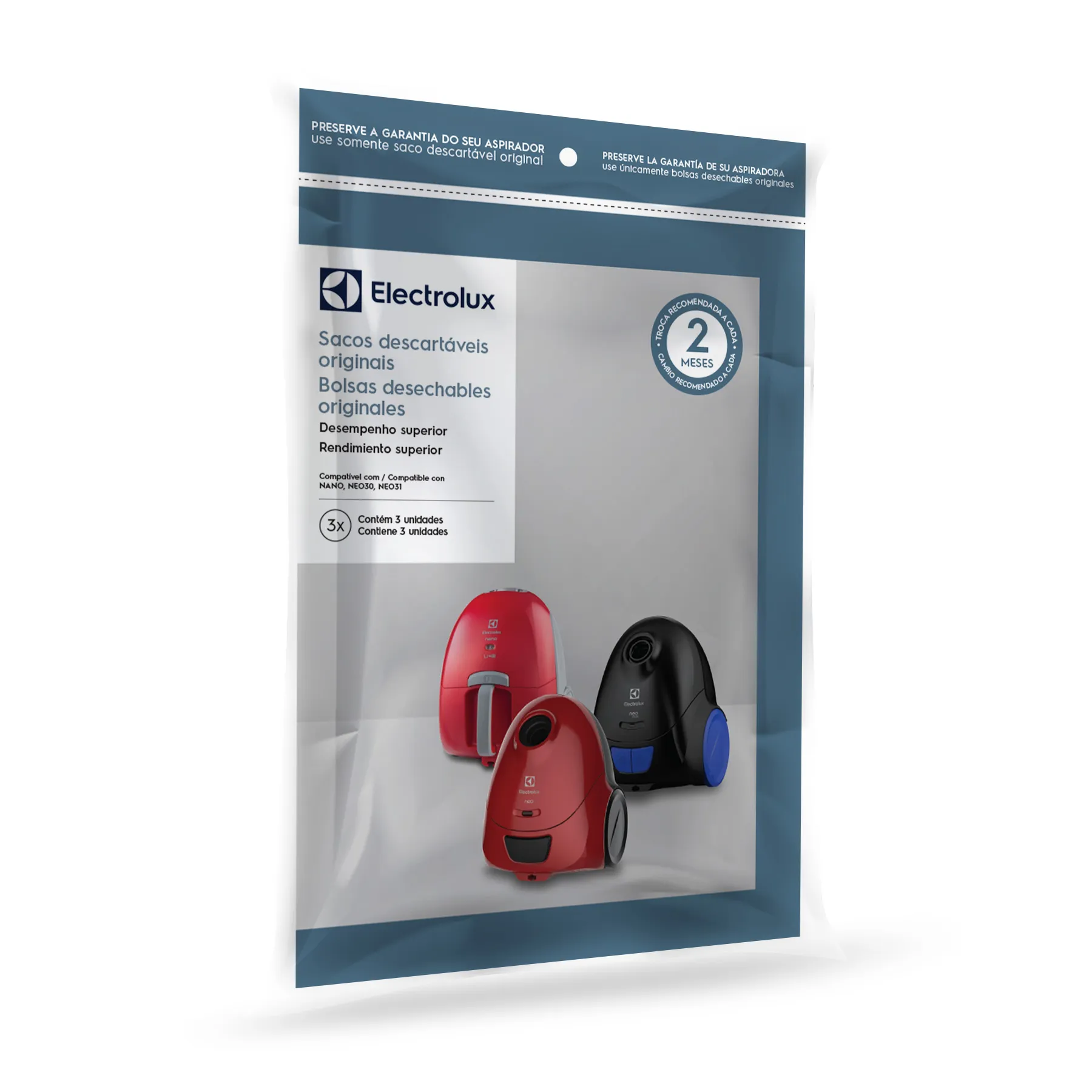 Kit 3 Sacos de aspirador de pó - Modelos: Nano, NEO30 e NEO31 (SBENA) Electrolux