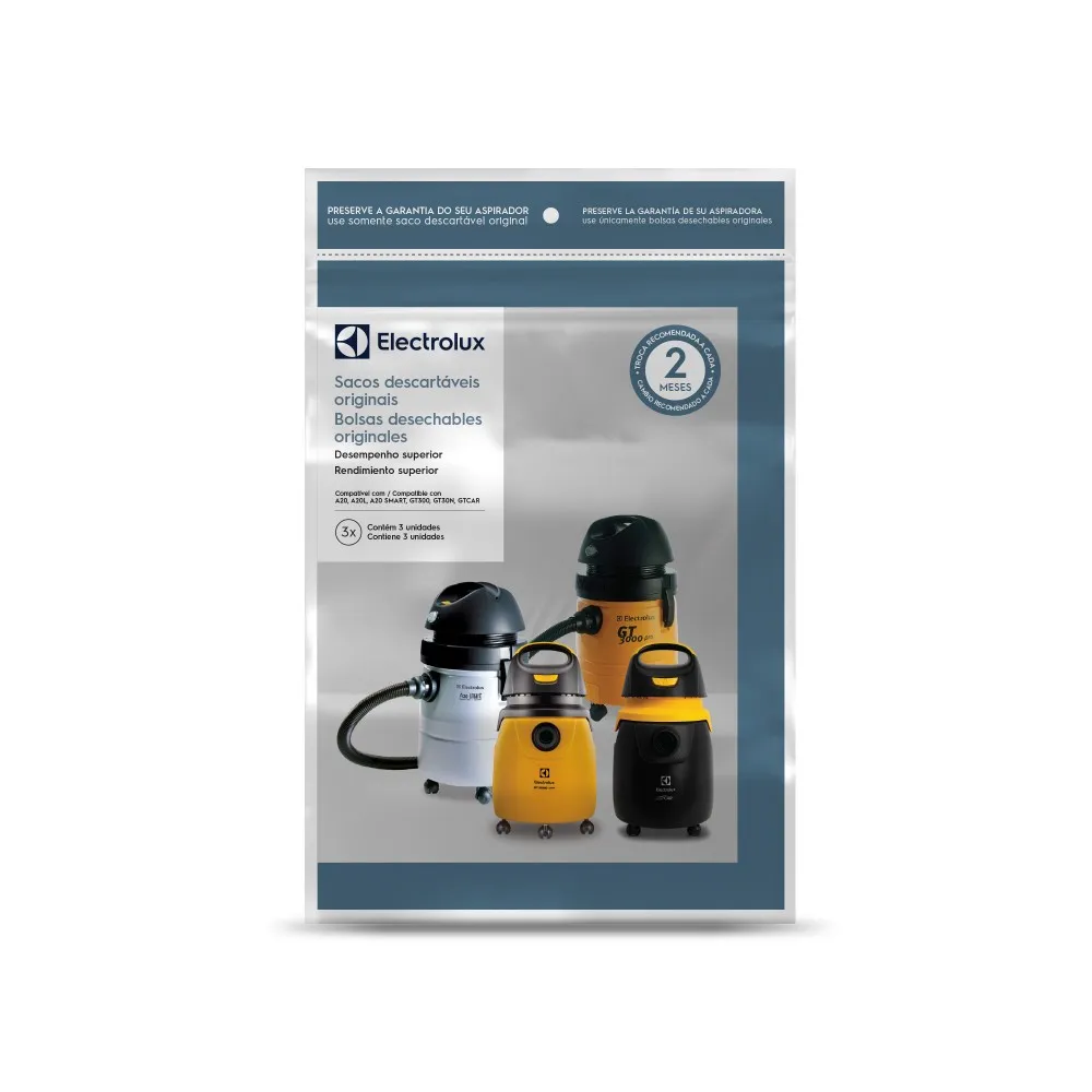 Kit 3 Sacos de aspirador de pó Modelos A20 e Gt3000 (CSE20) Electrolux