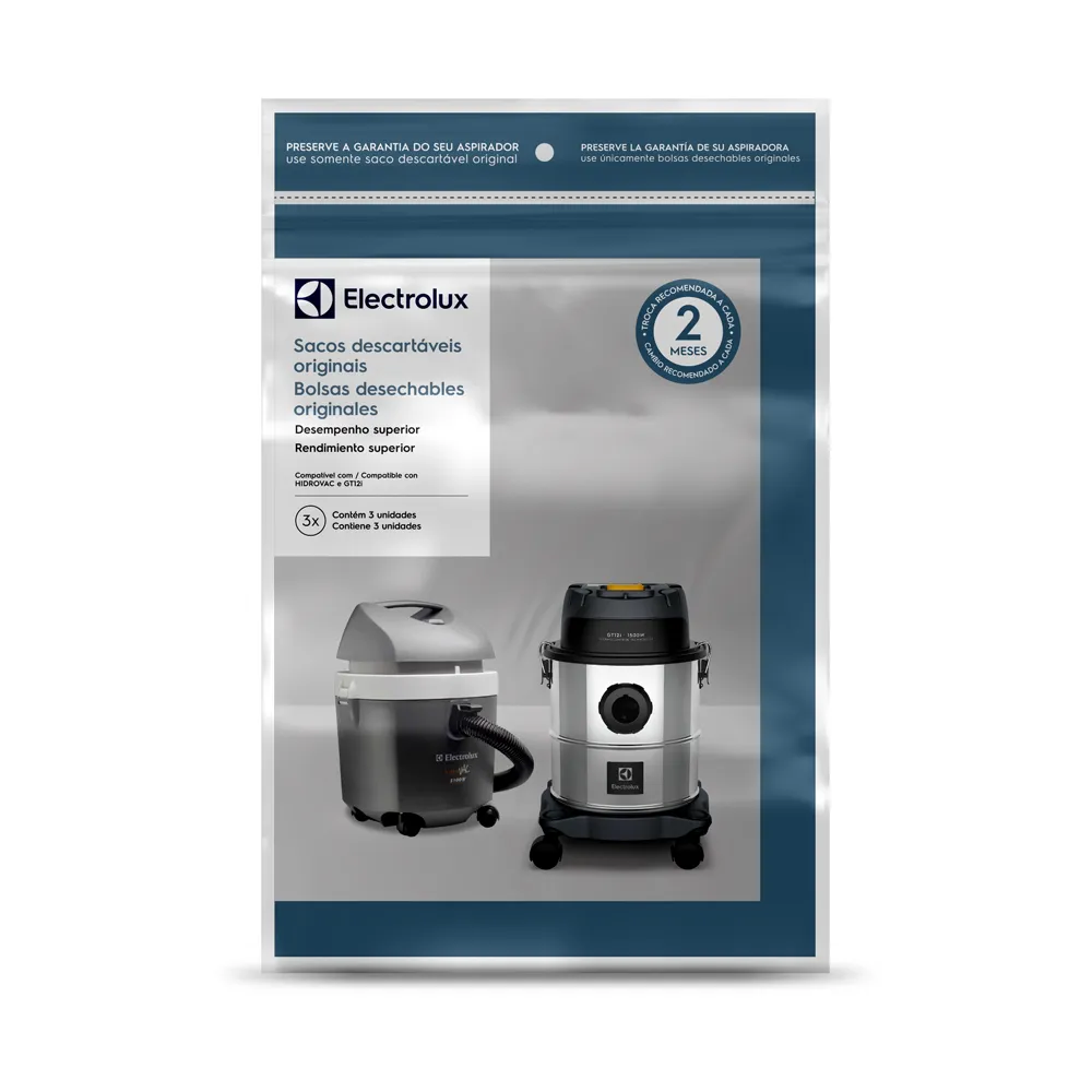 Kit 3 Sacos de Aspirador de Pó Modelos HIDROVAC e GT12i (CSEHV)