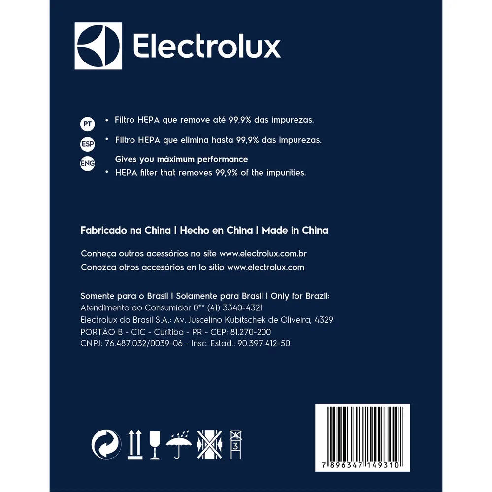 Kit Filtro para Aspirador de pó Spin ABS01 ABS02 e ABS03 (EFS01) Electrolux