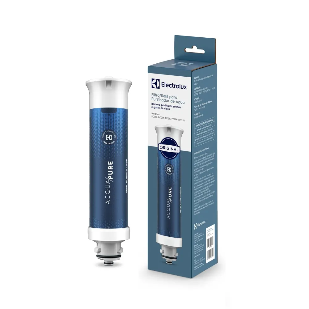 Filtro/Refil Original de Água Acqua Pure para Purificador Electrolux PC01B, PC01X, PE15B, PE15X e PE15P