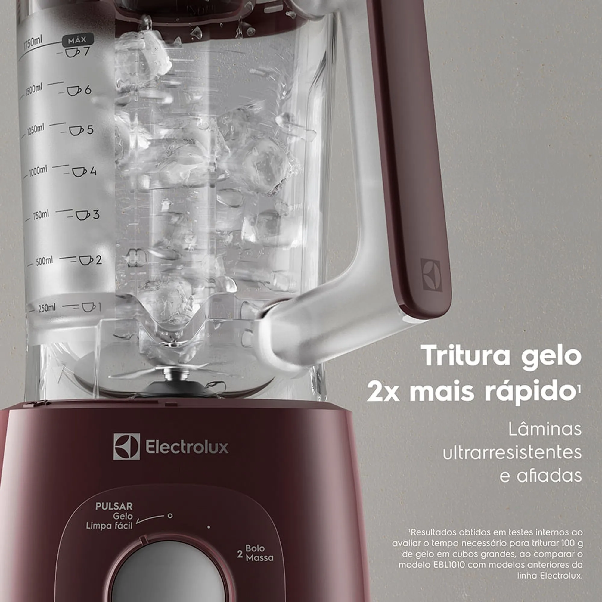 Liquidificador Electrolux 1000W 2.7L Efficient TriForce 5 Velocidades Vermelho (EBL1010)