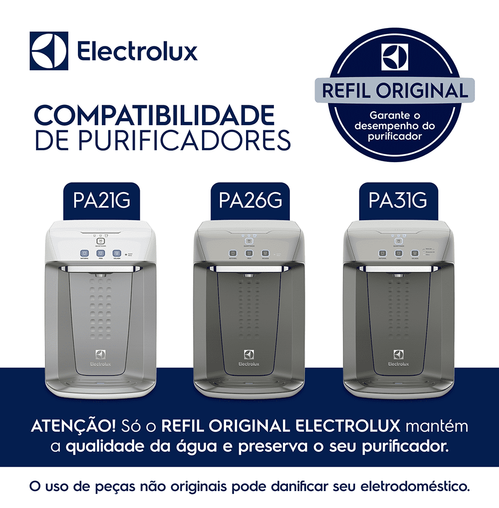Kit 3 Filtros/Refis ORIGINAIS para Purificador de Água PA21G / PA26G / PA31G Electrolux