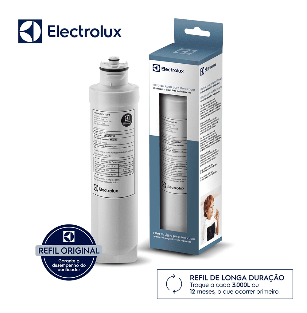 Kit 3 Filtros/Refis ORIGINAIS para Purificador de Água PA21G / PA26G / PA31G Electrolux