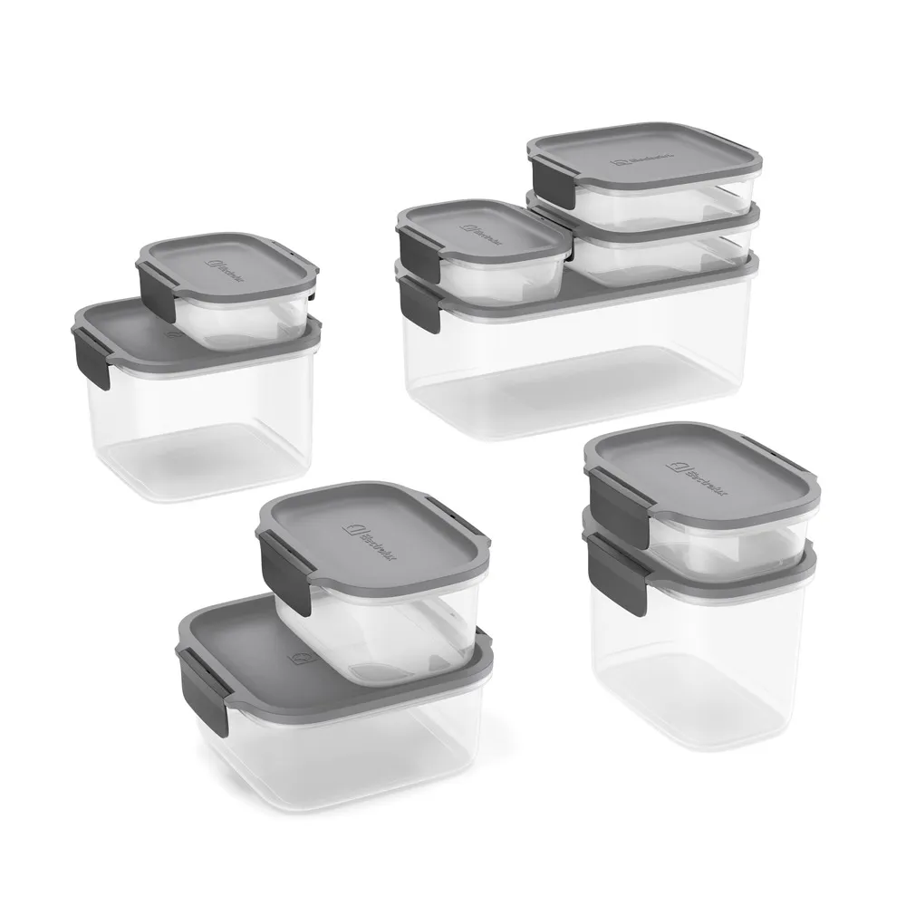 Potes Herméticos de Plástico Electrolux Cinza 10 Unidades Empilháveis Modulares
