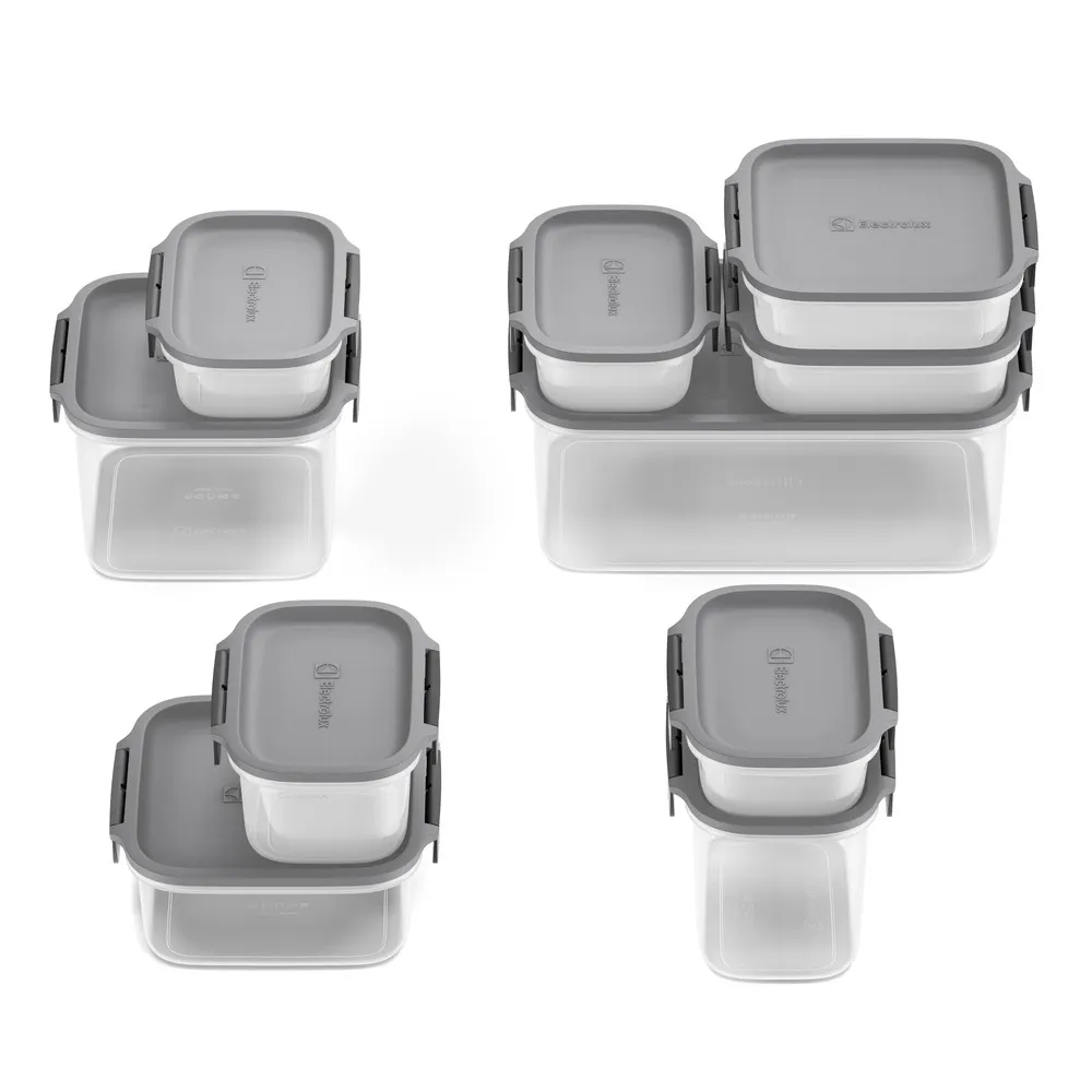 Potes Herméticos de Plástico Electrolux Cinza 10 Unidades Empilháveis Modulares