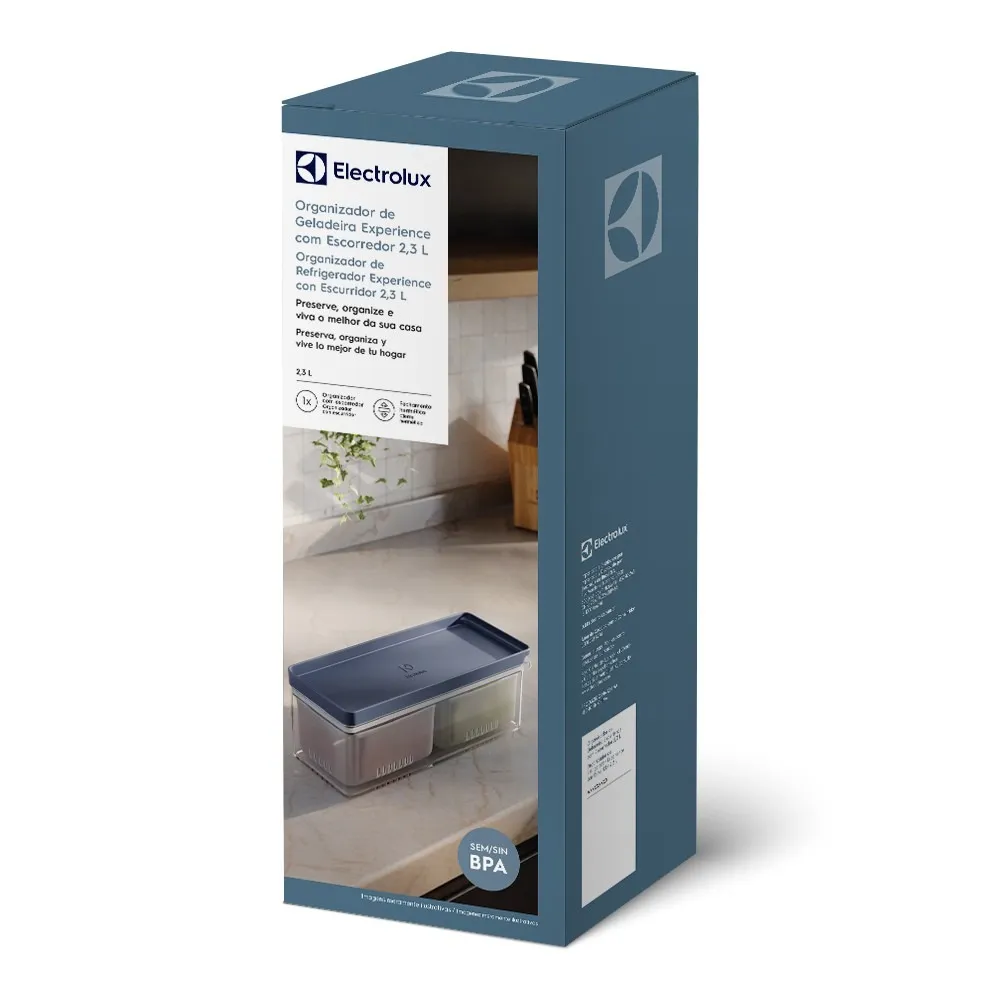 Organizador de Geladeira Electrolux Experience com Cesto Escorredor 2,3L