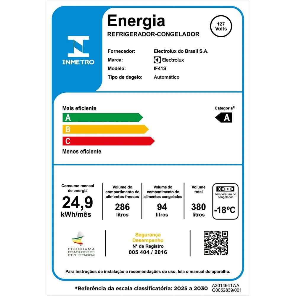Geladeira Electrolux Frost Free 380L AutoSense Inverter Duplex Inox Look (IF41S)