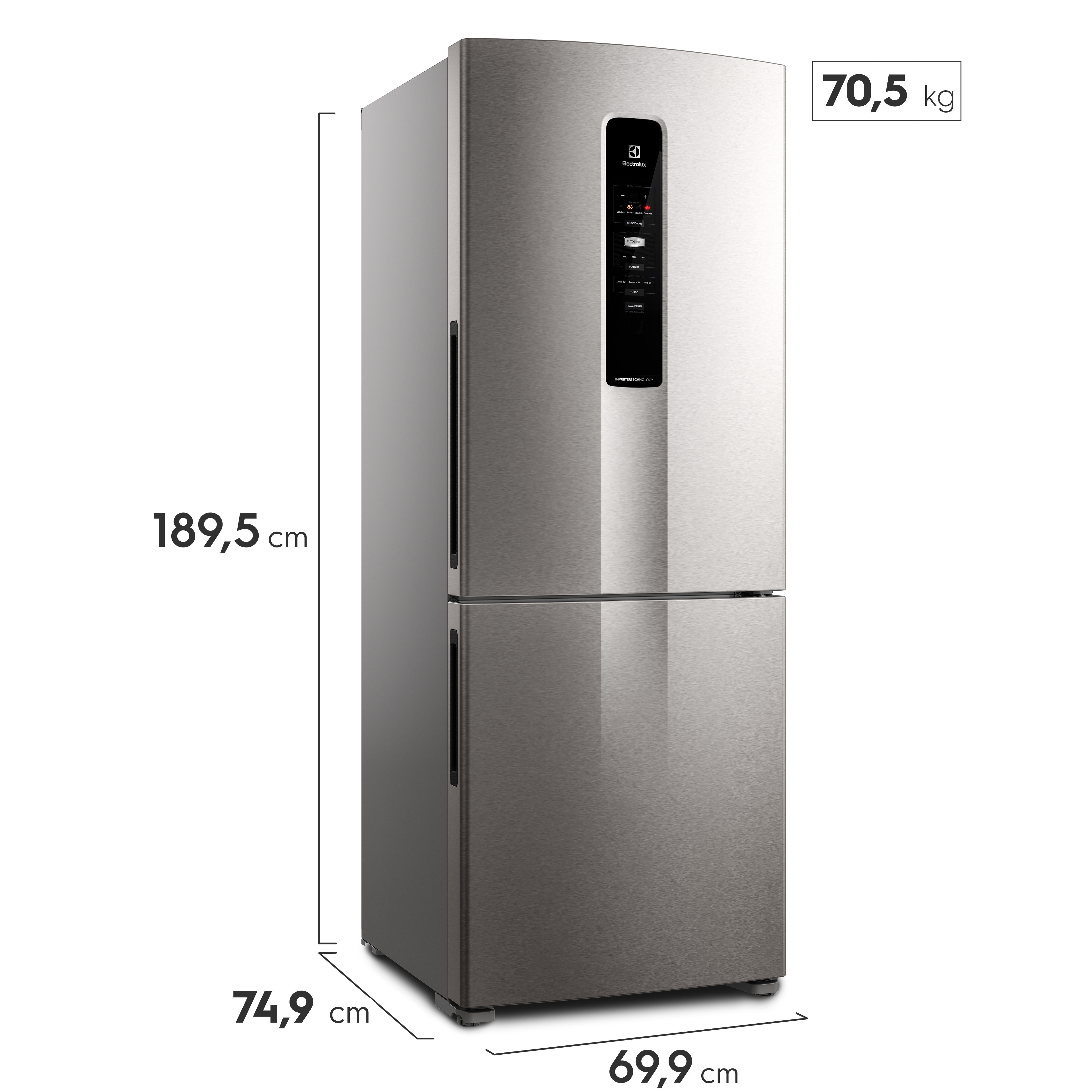 Geladeira Electrolux Frost Free Inverter 490L Experience Inverse cor Inox Look (IB51S)