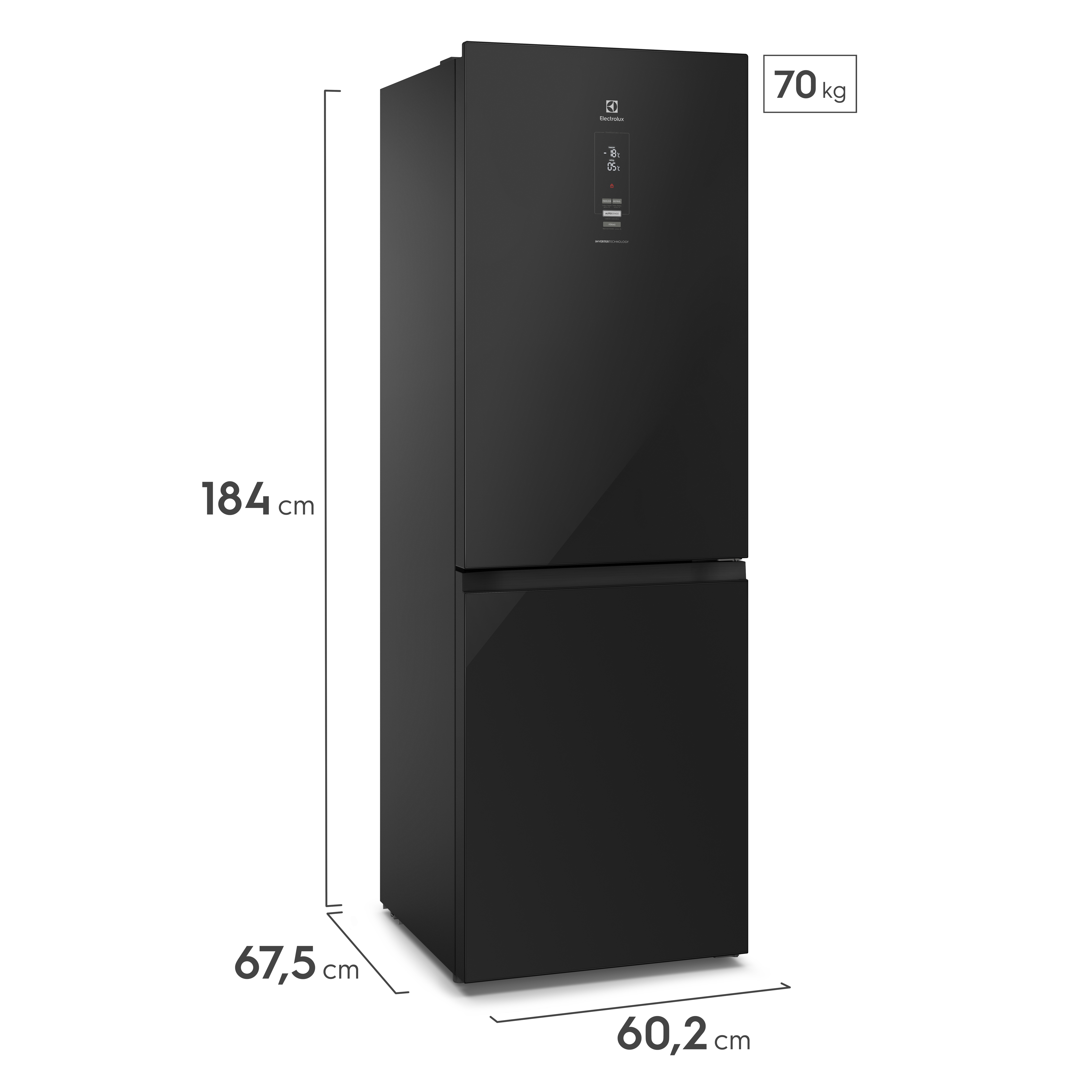 Geladeira Electrolux Frost Free Inverter 323L Efficient AutoSense Inverse Black Glass (IB42G)