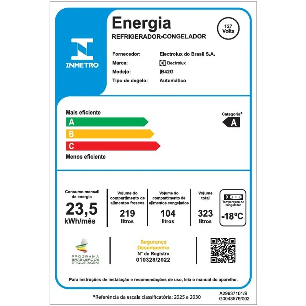 Geladeira Electrolux Frost Free Inverter 323L Efficient AutoSense Inverse Black Glass (IB42G)