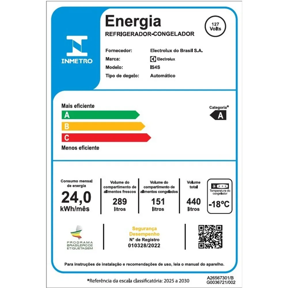 Geladeira Electrolux Frost Free Inverter 440L Efficient com AutoSense Side by Side cor Inox Look (IS4S)