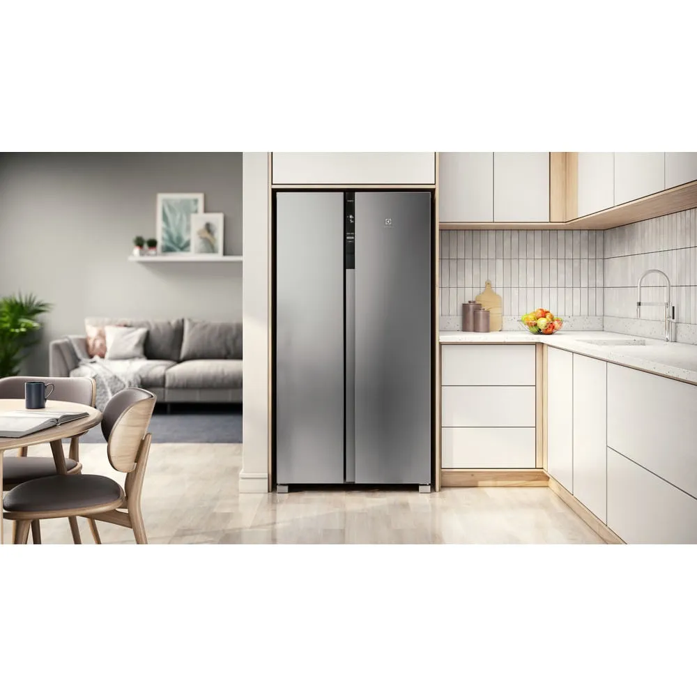 Geladeira Electrolux Frost Free Inverter 440L Efficient com AutoSense Side by Side cor Inox Look (IS4S)