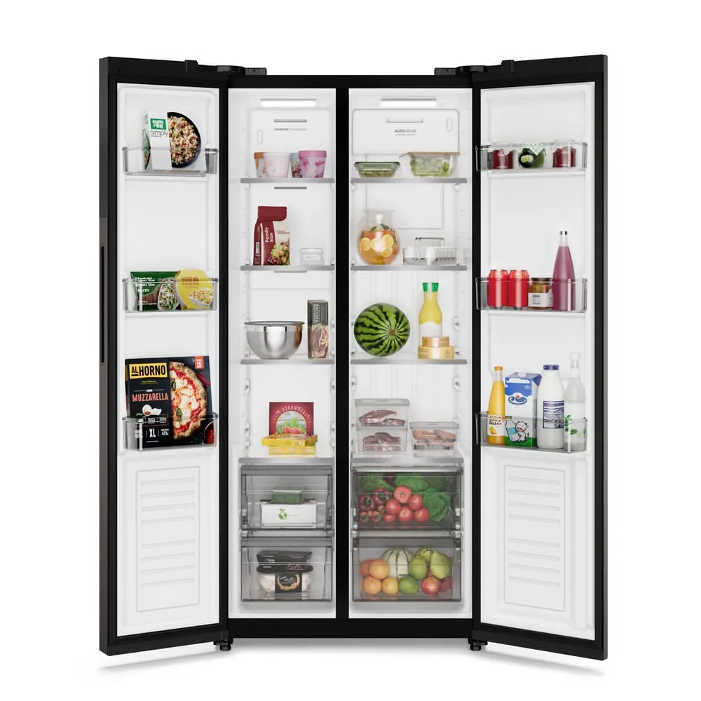 Geladeira Electrolux Frost Free Inverter 431L AutoSense Bivolt Side by Side Black Inox Look (ES40B)