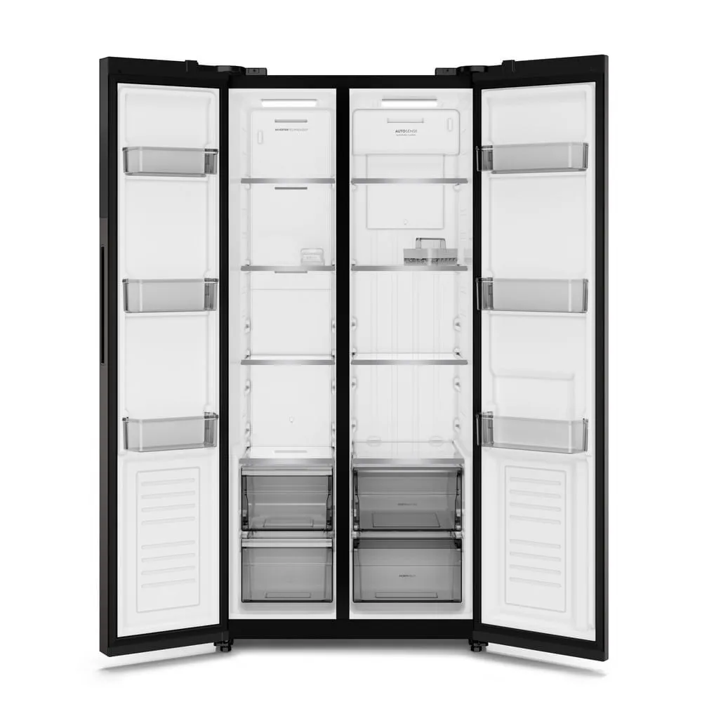Geladeira Electrolux Frost Free Inverter 431L AutoSense Bivolt Side by Side Black Inox Look (ES40B)