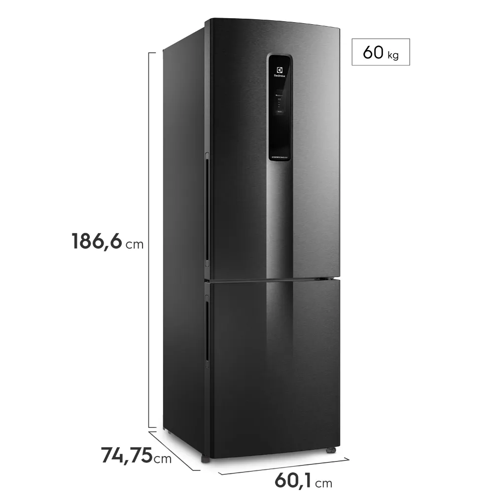 Geladeira Electrolux Frost Free Inverter 400L Efficient AutoSense e Rapid Freeze Inverse Black Inox Look (IB6B)