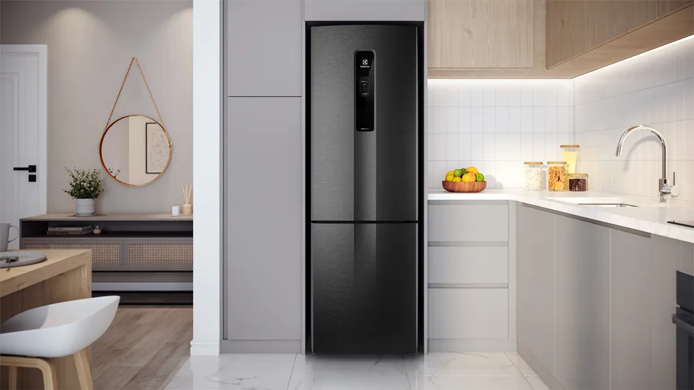 Geladeira Electrolux Frost Free Inverter 400L Efficient AutoSense e Rapid Freeze Inverse Black Inox Look (IB6B)