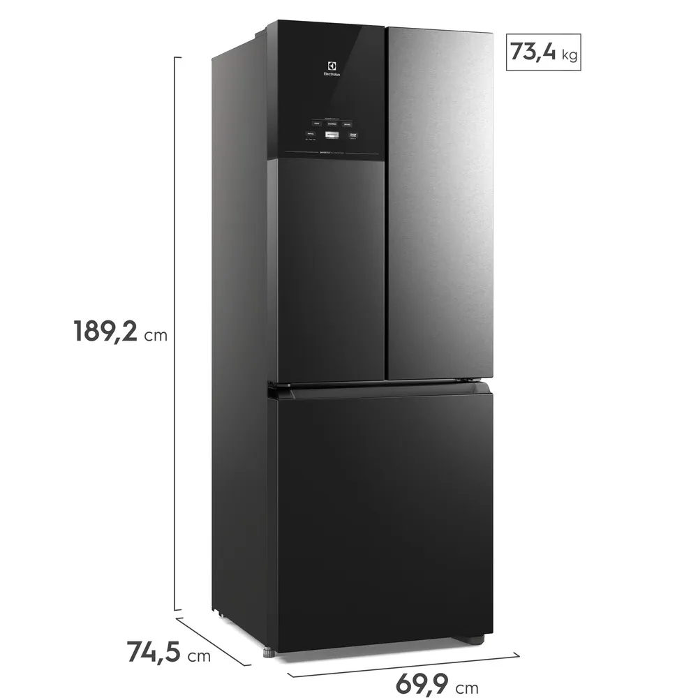 Geladeira Electrolux Frost Free Inverter 484L Efficient AutoSense 3 Portas Black Inox Look (IM7B)