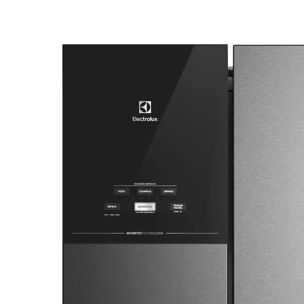 Geladeira Electrolux Frost Free Inverter 484L Efficient AutoSense 3 Portas Black Inox Look (IM7B)