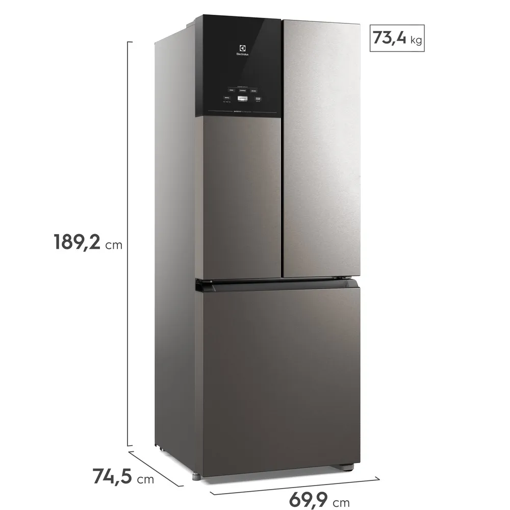 Geladeira Electrolux Frost Free Inverter 484L Efficient AutoSense 3 Portas Inox Look (IM7S)