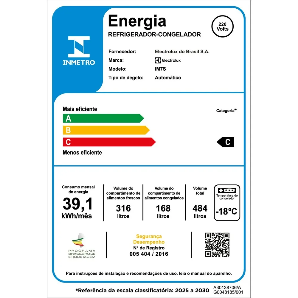 Geladeira Electrolux Frost Free Inverter 484L Efficient AutoSense 3 Portas Inox Look (IM7S)