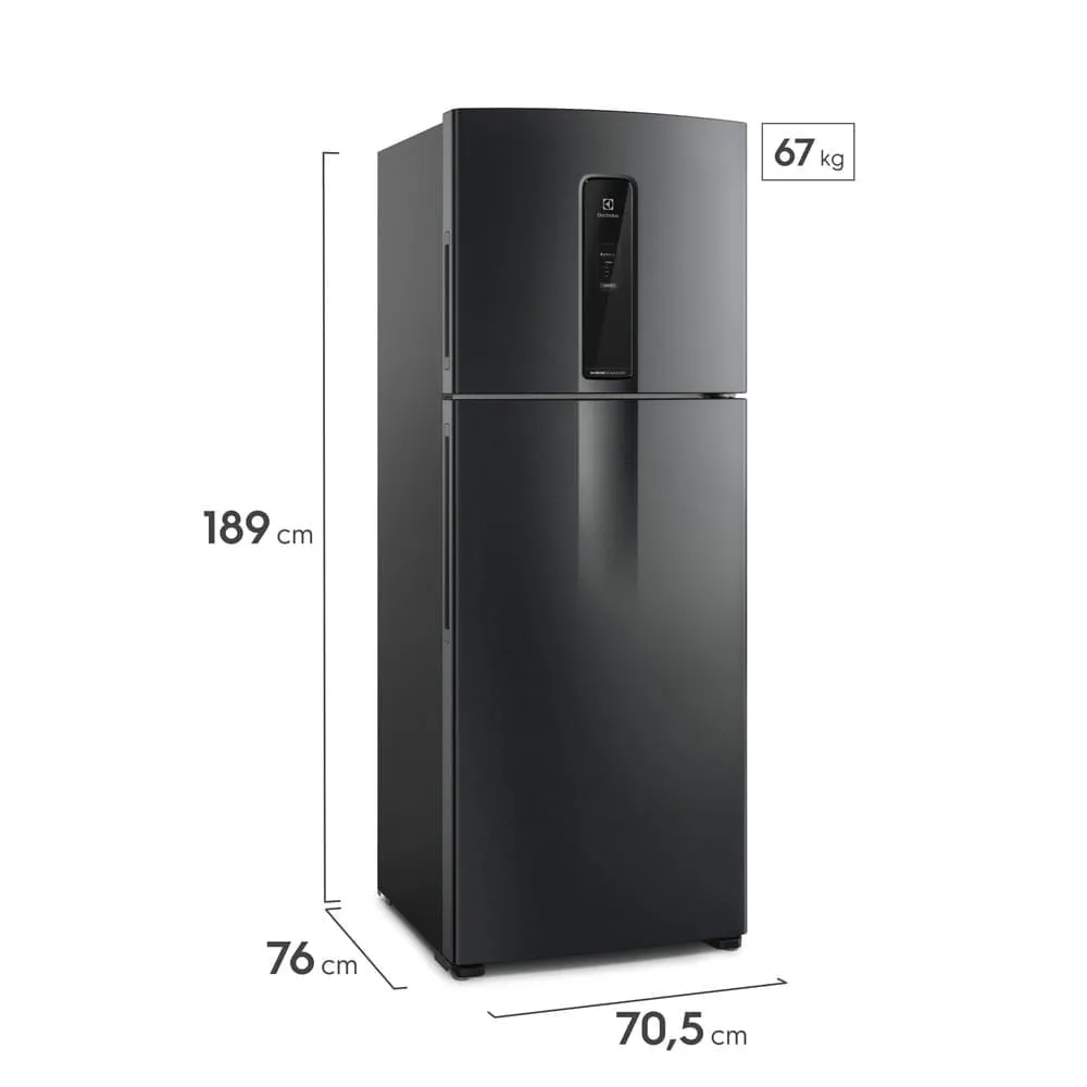 Geladeira Electrolux Frost Free Inverter 481L Efficient com AutoSense SmartBivolt Duplex cor Black Inox Look (IT70B)