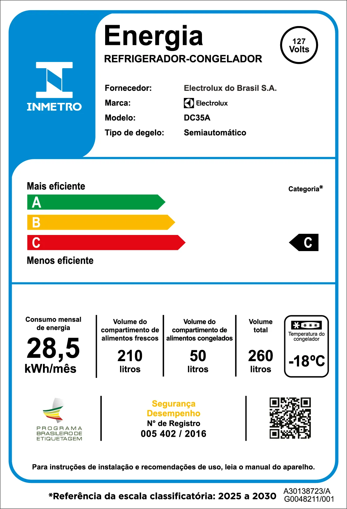 Geladeira Electrolux Cycle Defrost 260L Super Freezer Duplex Branca (DC35A)