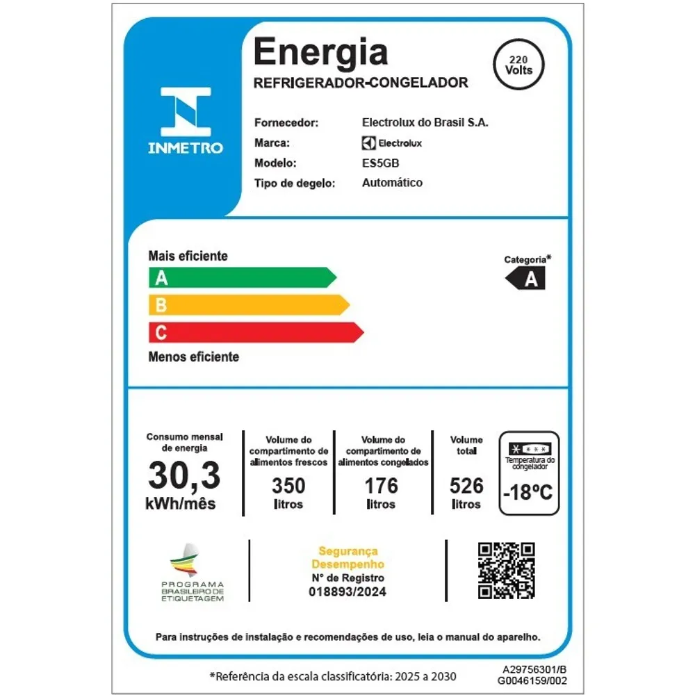Geladeira Electrolux Frost Free Inverter 526L Efficient com AutoSense Side by Side Vidro Preto (ES5GB)