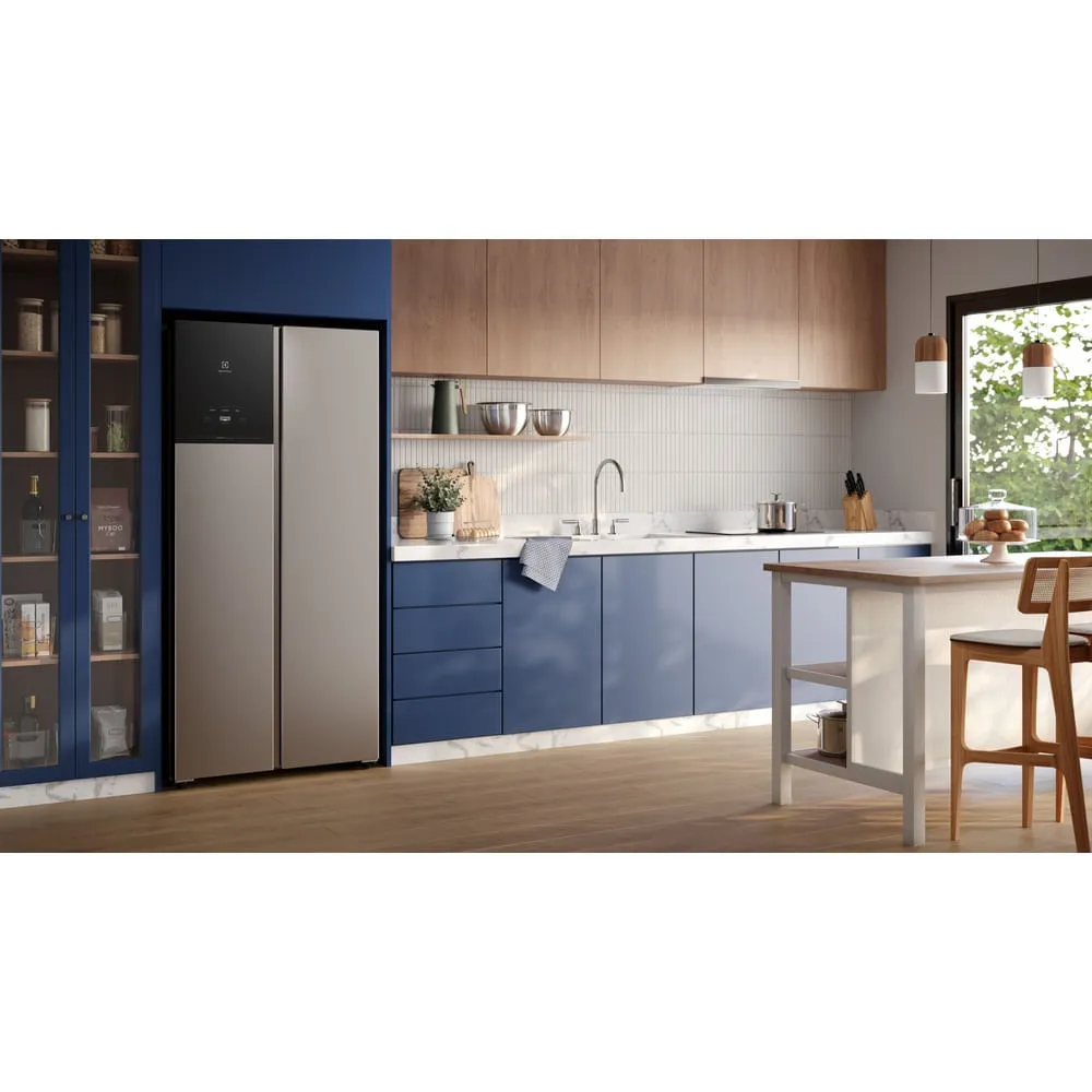 Geladeira Electrolux Frost Free Inverter 431L AutoSense Bivolt Side by Side Cor Inox Look (ES40S)