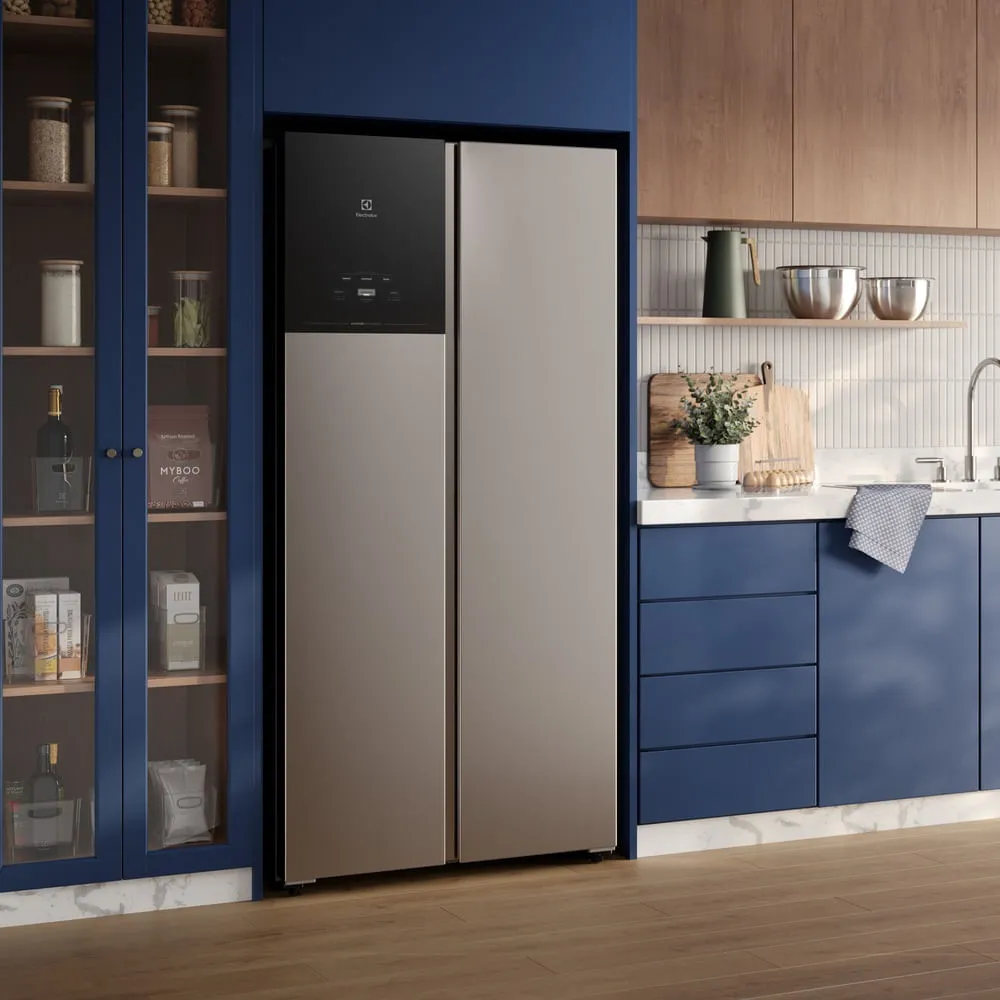 Geladeira Electrolux Frost Free Inverter 431L AutoSense Bivolt Side by Side Cor Inox Look (ES40S)