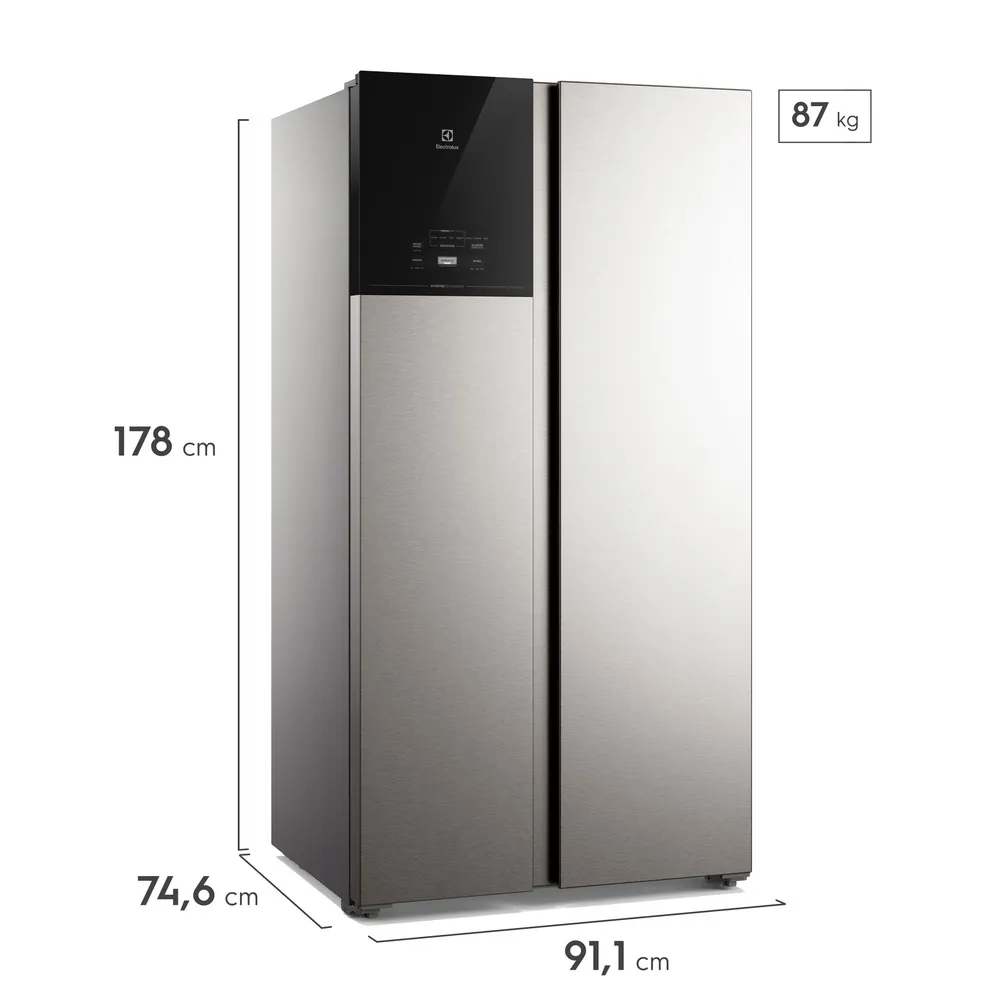 Geladeira Electrolux Frost Free Bivolt 624L Efficient com AutoSense Side by Side Inox Look (ES60S)