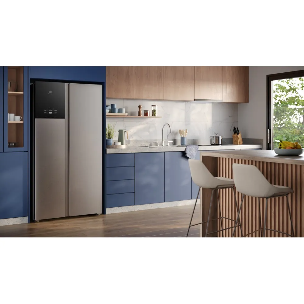 Geladeira Electrolux Frost Free Bivolt 624L Efficient com AutoSense Side by Side Inox Look (ES60S)