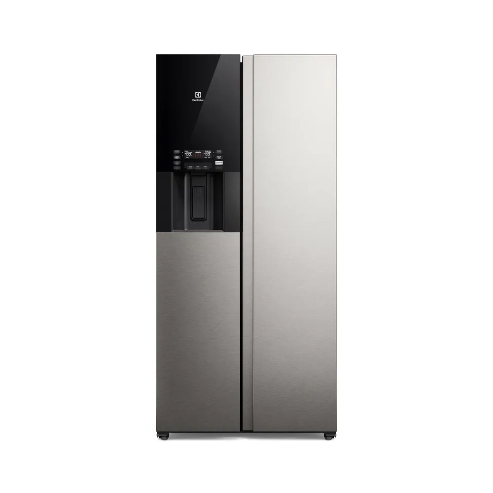 Geladeira Electrolux Frost Free Inverter 481L AutoSense e Água e Gelo na Porta Side by Side Inox Look (ES4WS)