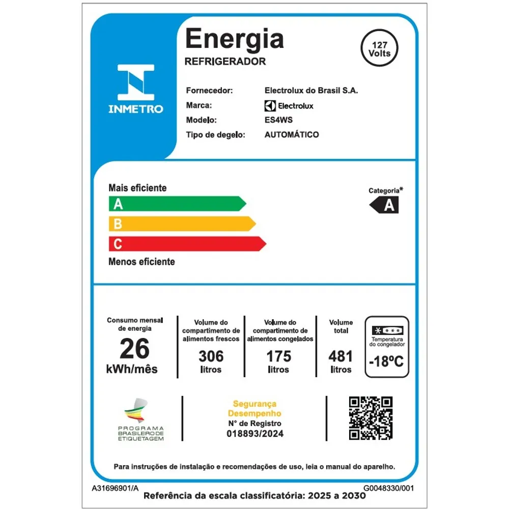 Geladeira Electrolux Frost Free Inverter 481L AutoSense e Água e Gelo na Porta Side by Side Inox Look (ES4WS)