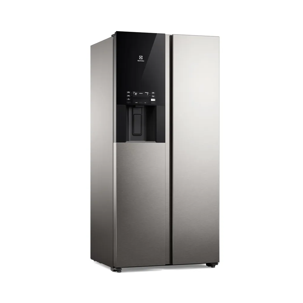 Geladeira Electrolux Frost Free Inverter 481L AutoSense e Água e Gelo na Porta Side by Side Inox Look (ES4WS)