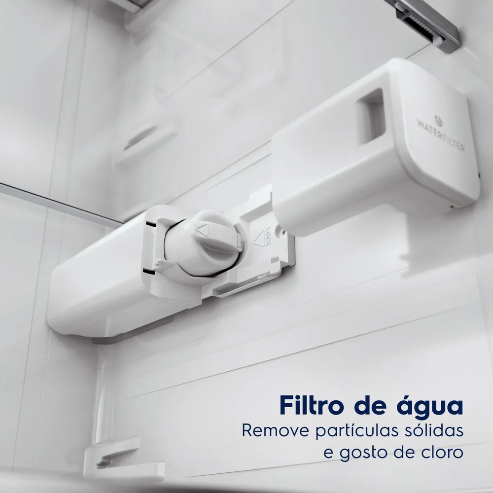 Geladeira Electrolux Frost Free Inverter 481L AutoSense e Água e Gelo na Porta Side by Side Inox Look (ES4WS)