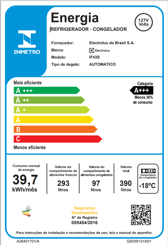 Geladeira Electrolux Frost Free Duplex Efficient com AutoSense cor Inox Look 390L (IF43S)