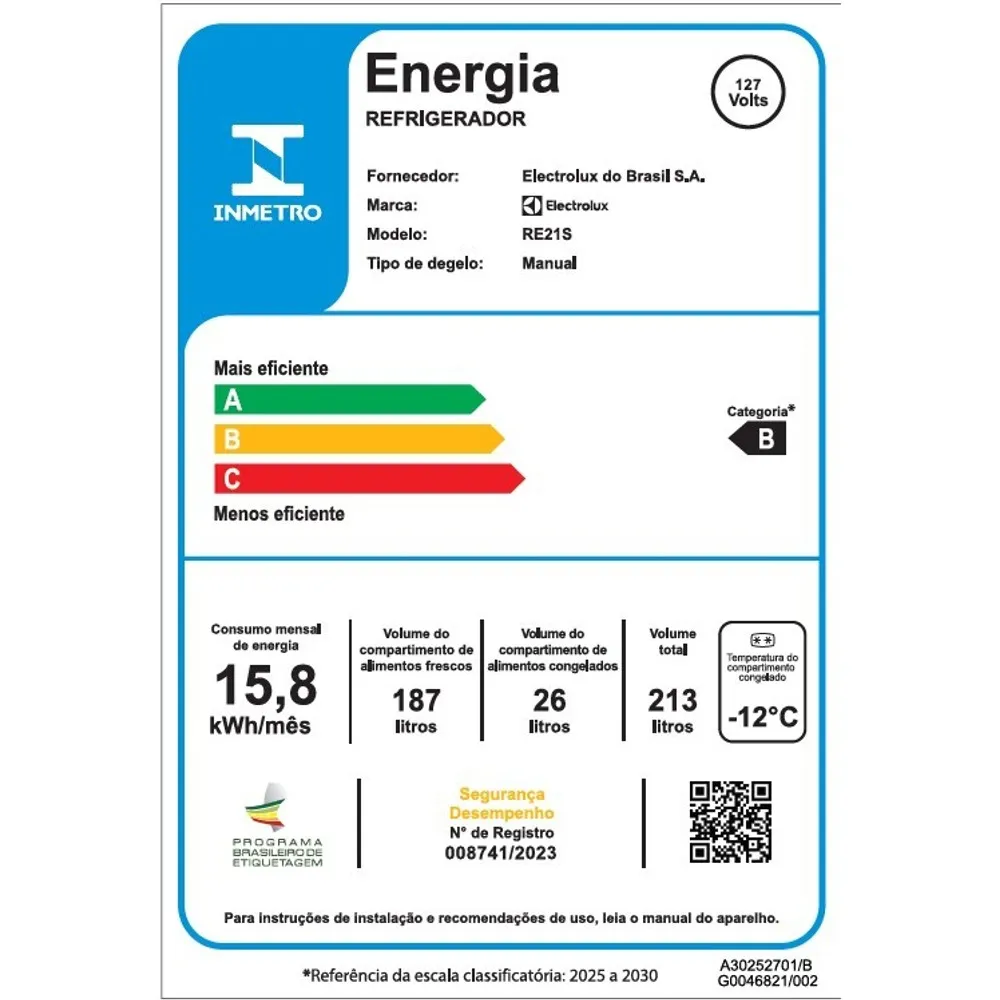 Geladeira Electrolux 213L Uma Porta com Freezer Duas Estrelas Cor Inox (RE21S)