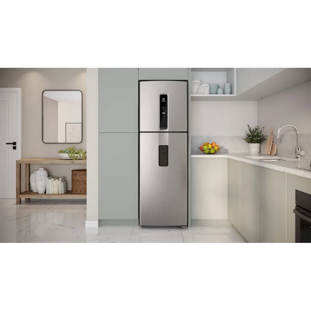 Geladeira Electrolux Frost Free Inverter 409L Água na Porta com AutoSense Duplex Inox Look (IW46S)