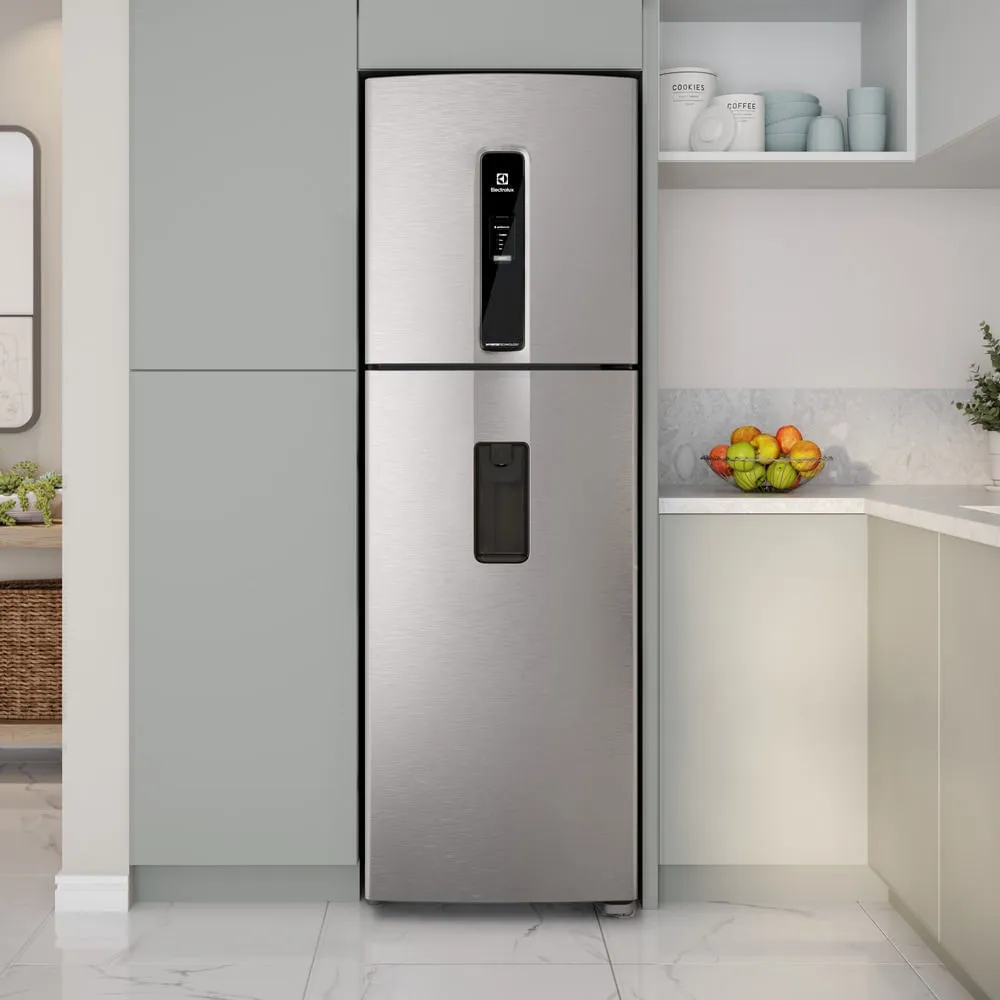 Geladeira Electrolux Frost Free Inverter 409L Água na Porta com AutoSense Duplex Inox Look (IW46S)